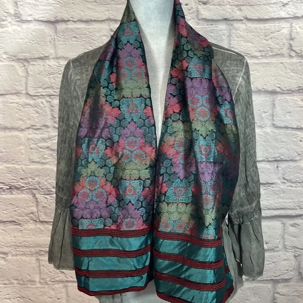 Vintage Honey Italian silk brocade and chenille scarf